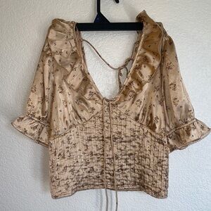 Free People Isabella Silky Floral Ruffle Top